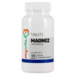 MyVita Magnez + Witamina B6 100tabl. - Cytrynian magnezu 450mg + Wit B6 1,4mg