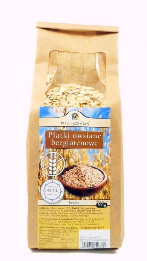 PIĘĆ PRZEMIAN Płatki owsiane bezglutenowe JUMBO 500g