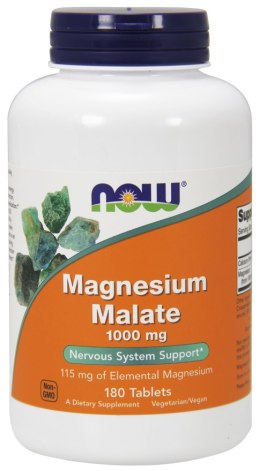 NOW FOODS Magnesium Malate 1000mg, 180tabl. - Jabłczan magnezu