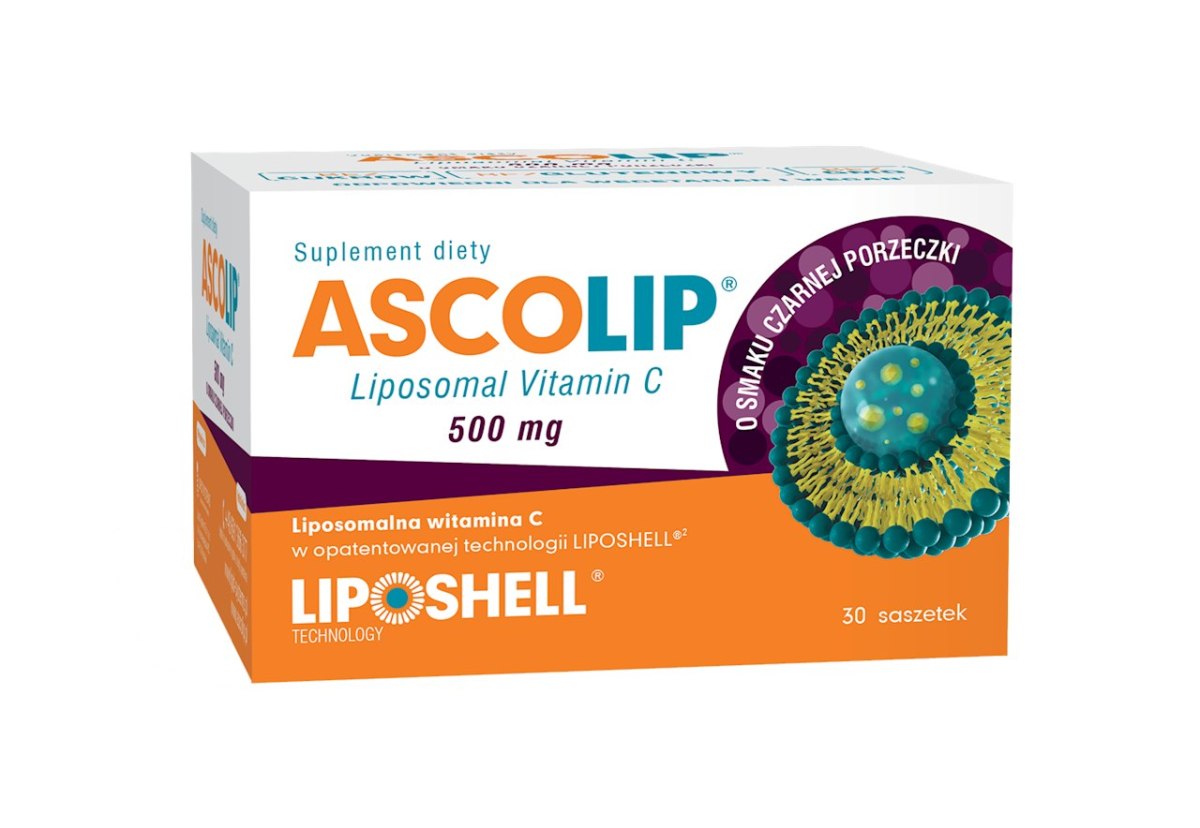 ASCOLIP 500 mg Liposomalna Witamina C o smaku czarnej porzeczki, 30 saszetek
