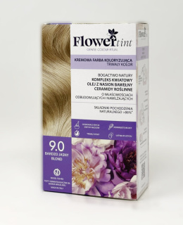 Flowertint - Kremowa farba koloryzująca do włosów 9.0 Bardzo jasny blond - Seria Naturalna