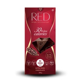 RED DELIGHT Czekolada extra gorzka 60% 100g bez dodatku cukru, 30% mniej kalorii