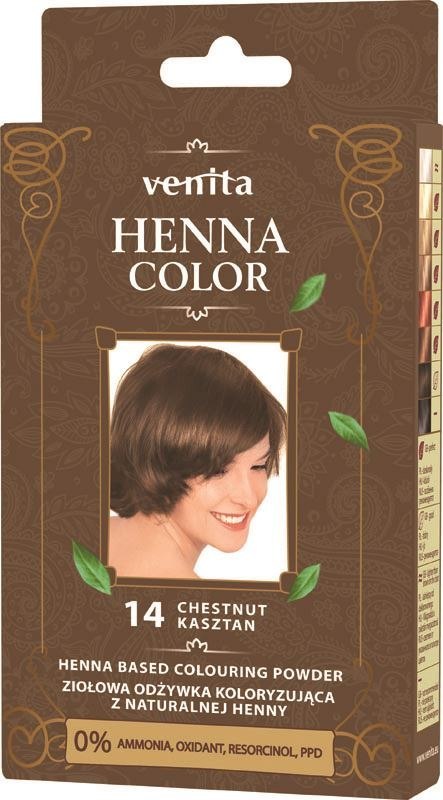 VENITA henna proszek nr 14 kasztan 25g - ziołowa odżywka koloryzująca