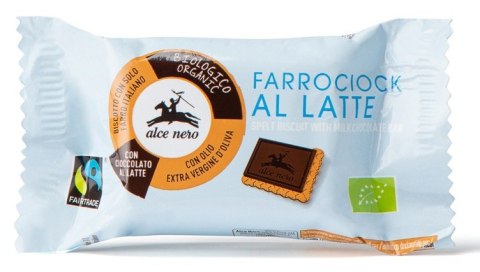 ALCE NERO Herbatniki orkiszowe z czekoladą mleczną FAIR TRADE BIO 28g