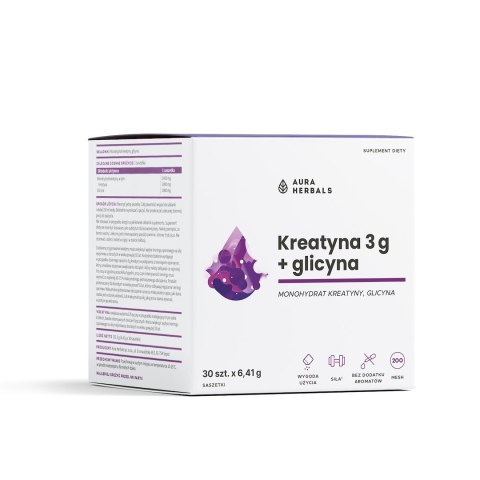AURA HERBALS Kreatyna 3g + glicyna saszetki 30 x 6,41g
