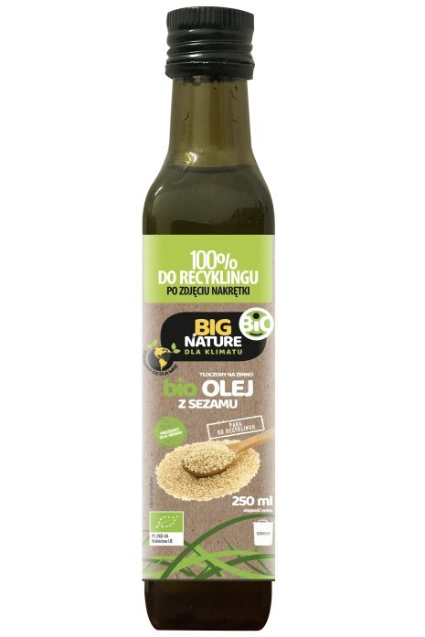 BIG NATURE Olej sezamowy tłoczony na zimno BIO 250ml