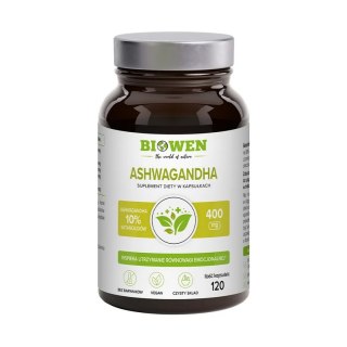 BIOWEN Ashwagandha ekstrakt 400mg, 120 kapsułek