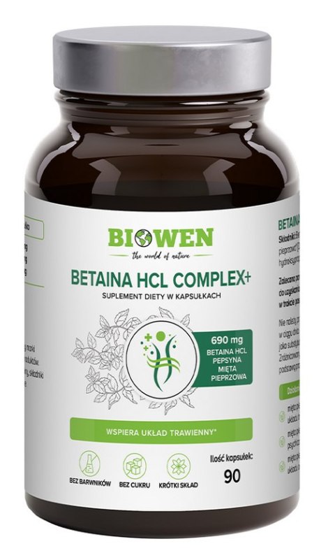 BIOWEN Betaina HCL Complex+ Pepsyna 960mg, 90 kaps.