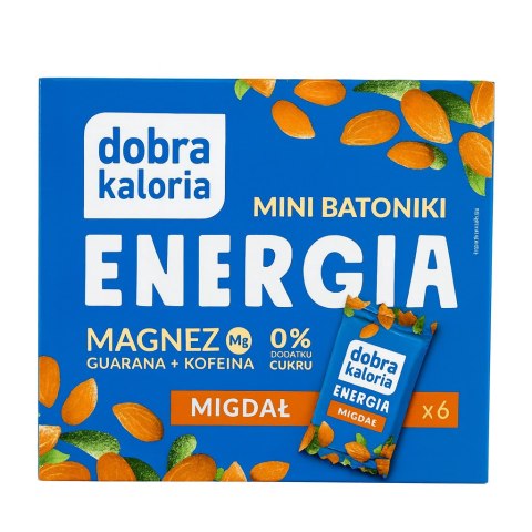 DOBRA KALORIA Mini batoniki ENERGIA migdał + magnez, guarana, kofeina 6x17g KUBARA