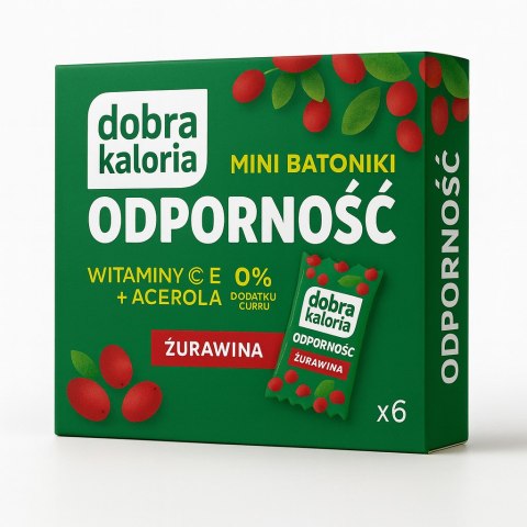 DOBRA KALORIA Mini batoniki ODPORNOŚĆ żurawina + wit. C, E, acerola 6x17g KUBARA