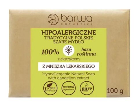 Mydło tradycyjne polskie szare z ekstraktem z mniszka lekarskiego w kostce 100g BARWA
