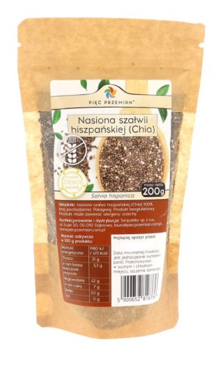 PIĘĆ PRZEMIAN Chia 200g - nasiona szałwii hiszpańskiej bezglutenowe