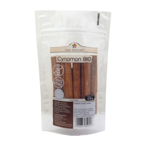 PIĘĆ PRZEMIAN Cynamon cejloński bezglutenowy BIO w laskach 45g