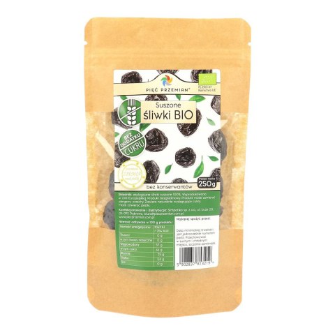 PIĘĆ PRZEMIAN Śliwki suszone BIO bezglutenowe 250g