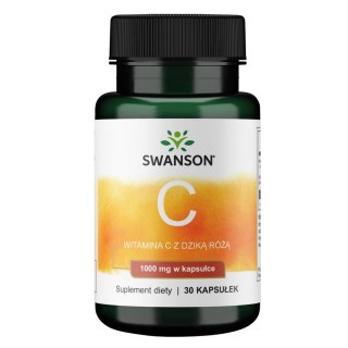 SWANSON Witamina C 1000mg, 30kaps. z dziką różą