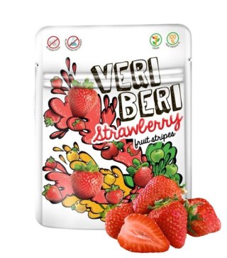 VERI BERI Żelki paski truskawkowe bez dodatku cukru bezglutenowe 50g