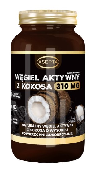 ASEPTA Węgiel aktywny z kokosa 310mg, 120 kaps.