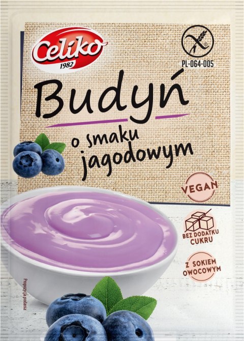 Budyń o smaku jagodowym bezglutenowy bez dodatku cukru 40g CELIKO