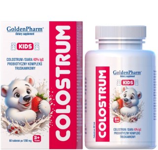GOLDEN PHARM Colostrum kids 40% IgG truskawkowe 60 tabletek do ssania