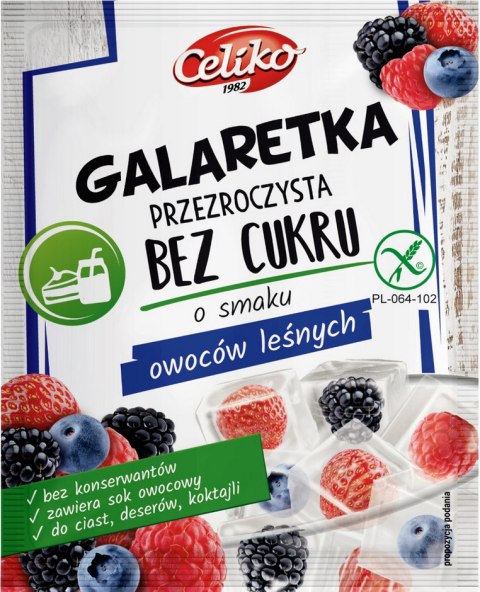 Galaretka o smaku owoców leśnych przezroczysta bez cukru bezglutenowa 14g CELIKO