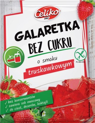 Galaretka o smaku truskawkowym bez cukru bezglutenowa 14g CELIKO