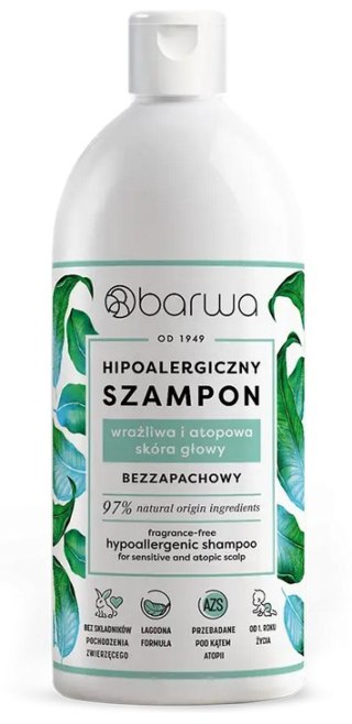 Hipoalergiczny szampon bezzapachowy do skóry wrażliwej i atopowej 400ml BARWA