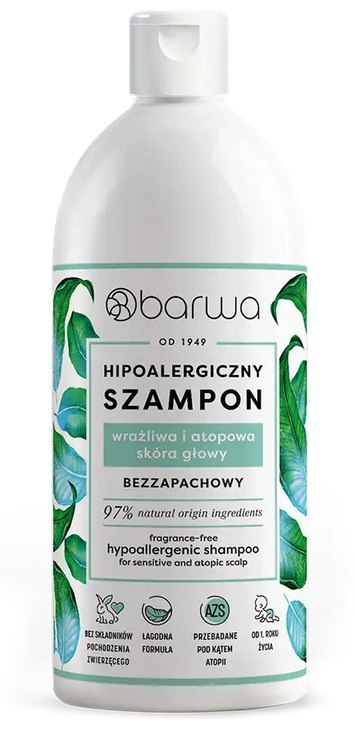 Hipoalergiczny szampon bezzapachowy do skóry wrażliwej i atopowej 400ml BARWA