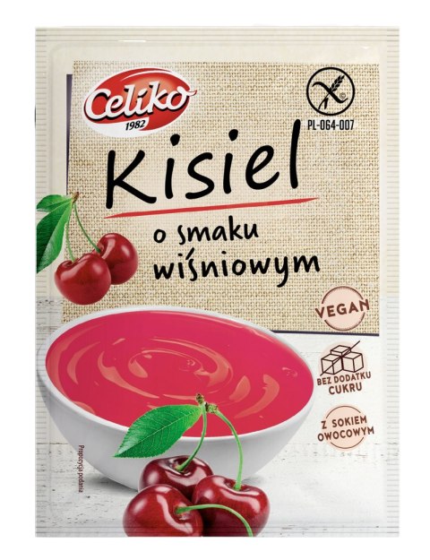 Kisiel o smaku wiśniowym bezglutenowy bez dodatku cukru 40g CELIKO