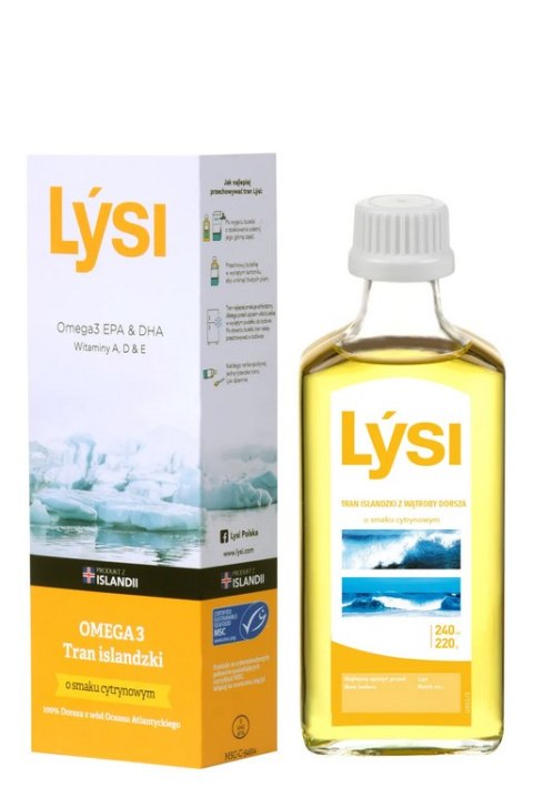 LYSI Tran islandzki o smaku cytrynowym 240ml