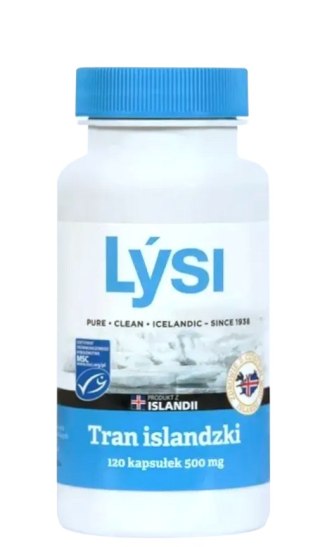 LYSI Tran islandzki w kapsułkach 500mg, 120 kapsułek
