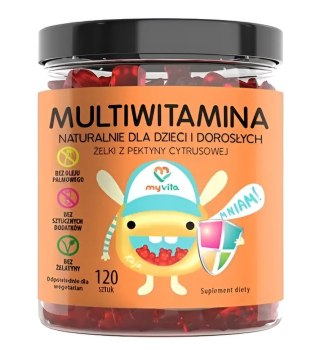 MyVita Żelki Multiwitamina 120 sztuk (dzieci i dorośli) - naturalne żelki z pektyny cytrusowej