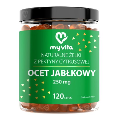 MyVita Żelki Ocet jabłkowy 250mg, 120 sztuk - naturalne żelki z pektyny cytrusowej