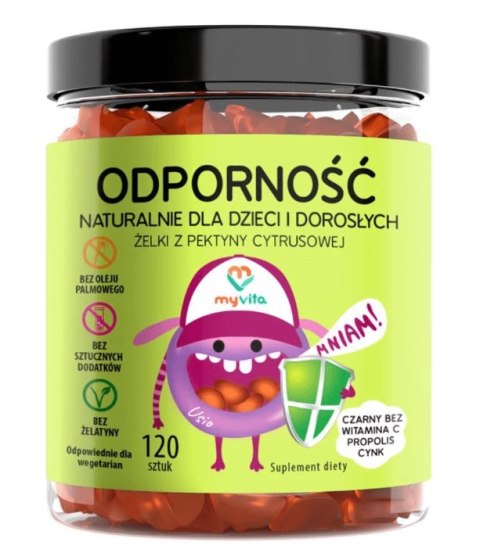 MyVita Żelki Odporność 120 sztuk (dzieci i dorośli) - naturalne żelki z pektyny cytrusowej