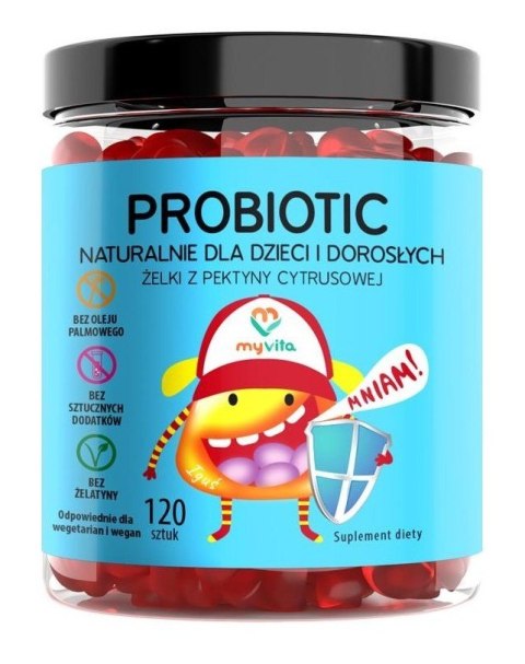 MyVita Żelki Probiotic 120 sztuk (dzieci i dorośli) - naturalne żelki z pektyny cytrusowej