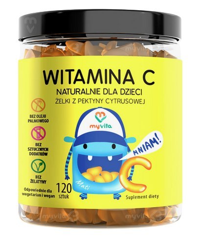 MyVita Żelki Witamina C dla dzieci 120 sztuk - naturalne żelki z pektyny cytrusowej