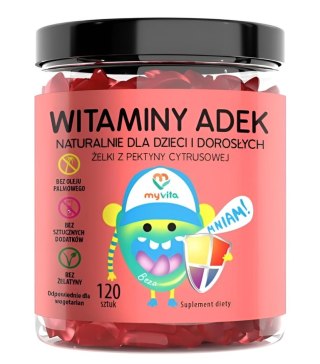 MyVita Żelki Witaminy ADEK 120 sztuk (dzieci i dorośli) - naturalne żelki z pektyny cytrusowej