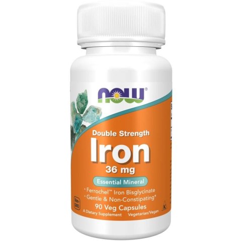 NOW FOODS Iron 36mg, 90 vcaps. - żelazo z chelatu
