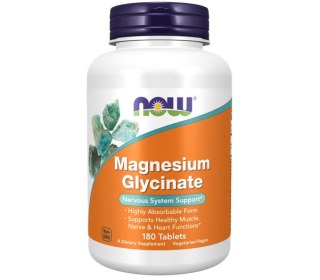 NOW FOODS Magnesium Glycinate (100mg magnezu), 180tabl. - diglicynian magnezu