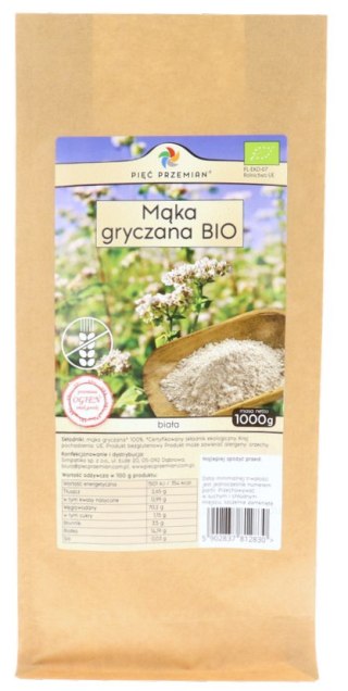 PIĘĆ PRZEMIAN Mąka gryczana BIAŁA bezglutenowa BIO 1000g