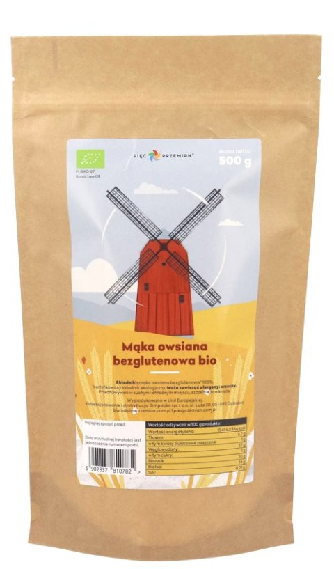 PIĘĆ PRZEMIAN Mąka owsiana BIO bezglutenowa 500g