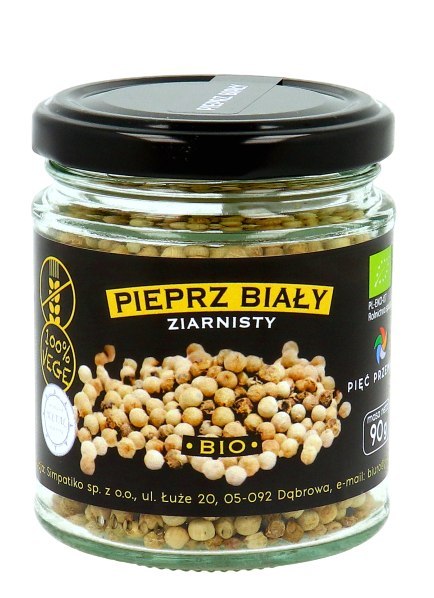 PIĘĆ PRZEMIAN Pieprz biały ziarnisty bezglutenowy BIO 90g