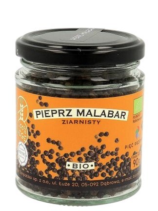 PIĘĆ PRZEMIAN Pieprz czarny Malabar ziarnisty bezglutenowy BIO 90g