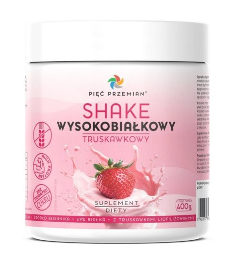 PIĘĆ PRZEMIAN Shake wysokobiałkowy truskawkowy 400g