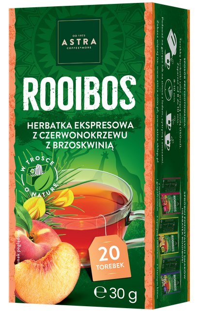 ROOIBOS herbatka z czerwonokrzewu z brzoskwinią 20*1,5g ASTRA