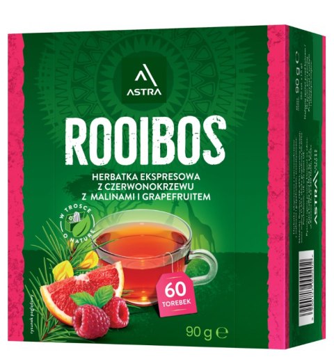 ROOIBOS herbatka z czerwonokrzewu z malinami i grapefruitem 60*1,5g ASTRA