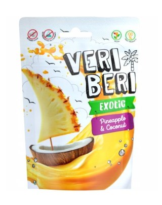 VERI BERI Żelki paski ananas i kokos bez dodatku cukru bezglutenowe 50g