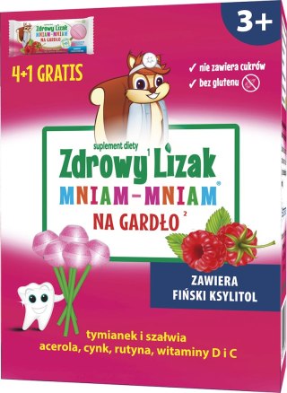 Zdrowy lizak Mniam-Mniam bez cukru na gardło 4+1 gratis STARPHARMA