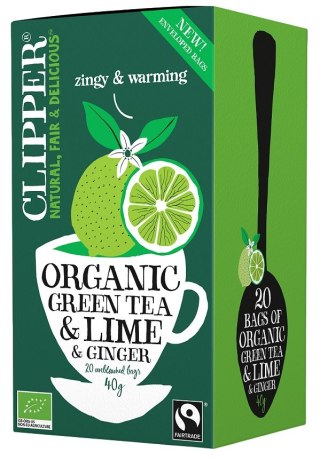 CLIPPER Herbata Zielona z limonką i imbirem FAIR TRADE BIO 20*2g