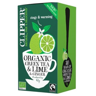 CLIPPER Herbata Zielona z limonką i imbirem FAIR TRADE BIO 20*2g
