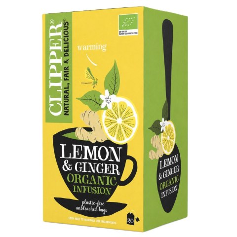 CLIPPER Herbatka Lemon & Ginger z imbirem i cytryną BIO 20*2,5g